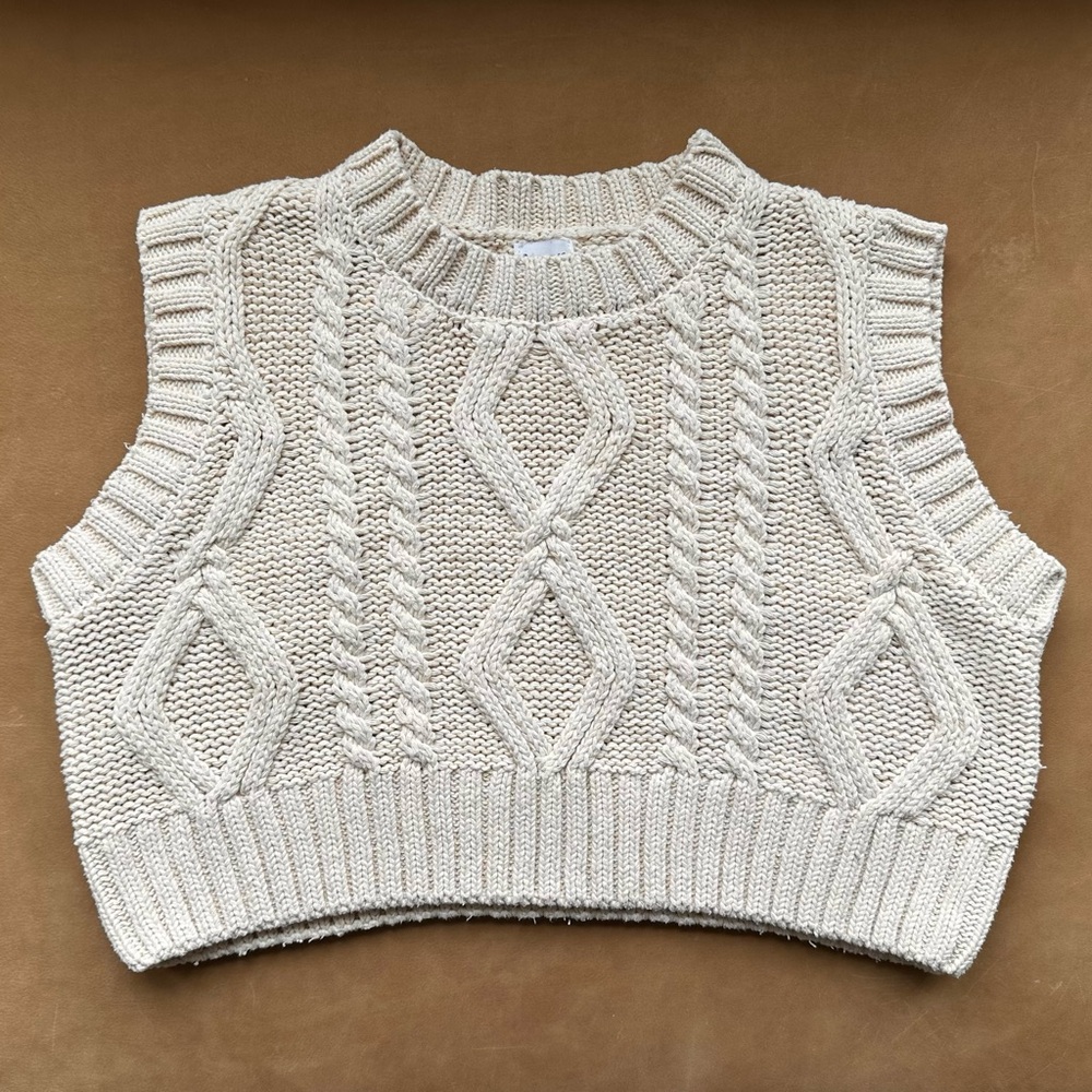 Princess Polly Cream Cable Knit Sweater Vest